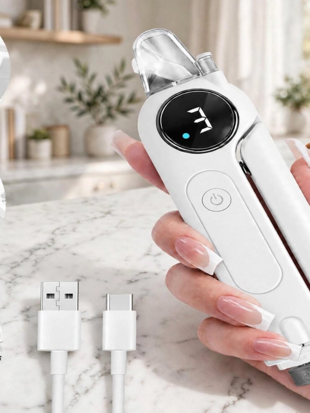 2-in-1 Quiet Electric Pet Nail Clipper Grinder with Light for Dogs Cats - White